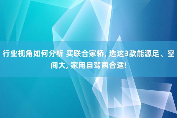 行业视角如何分析 买联合家轿, 选这3款能源足、空间大, 家用自驾两合适!