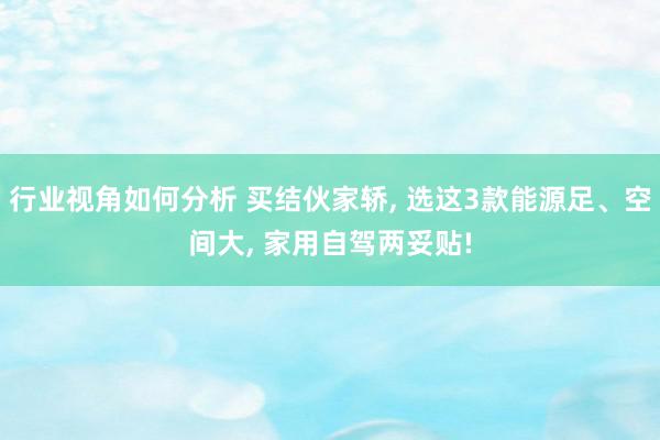 行业视角如何分析 买结伙家轿, 选这3款能源足、空间大, 家用自驾两妥贴!