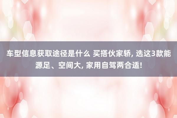 车型信息获取途径是什么 买搭伙家轿, 选这3款能源足、空间大, 家用自驾两合适!