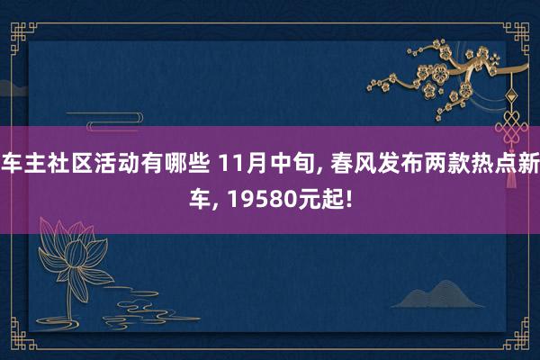 车主社区活动有哪些 11月中旬, 春风发布两款热点新车, 19580元起!