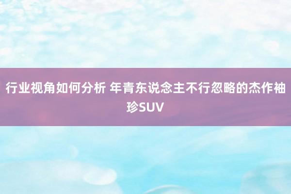 行业视角如何分析 年青东说念主不行忽略的杰作袖珍SUV