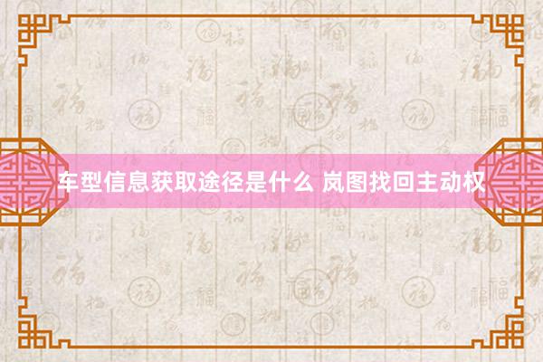 车型信息获取途径是什么 岚图找回主动权