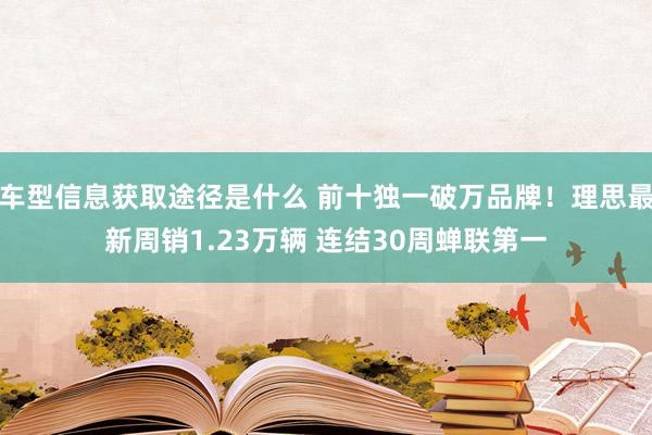 车型信息获取途径是什么 前十独一破万品牌！理思最新周销1.23万辆 连结30周蝉联第一