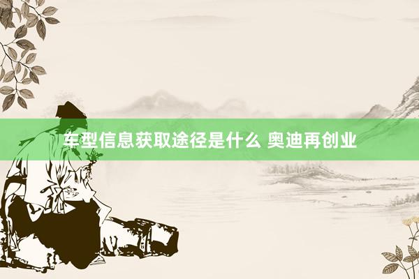 车型信息获取途径是什么 奥迪再创业