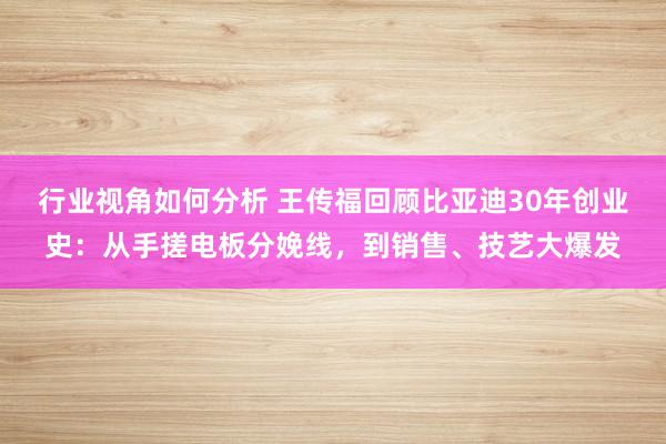 行业视角如何分析 王传福回顾比亚迪30年创业史：从手搓电板分娩线，到销售、技艺大爆发