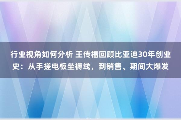 行业视角如何分析 王传福回顾比亚迪30年创业史：从手搓电板坐褥线，到销售、期间大爆发