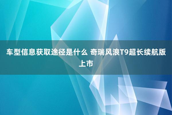 车型信息获取途径是什么 奇瑞风浪T9超长续航版上市