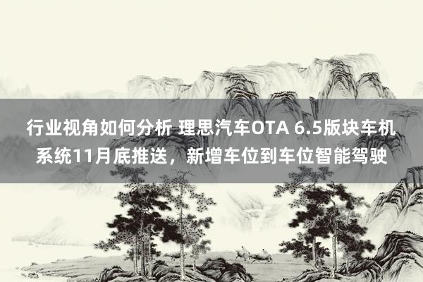 行业视角如何分析 理思汽车OTA 6.5版块车机系统11月底推送，新增车位到车位智能驾驶