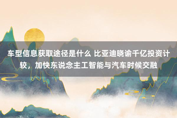 车型信息获取途径是什么 比亚迪晓谕千亿投资计较，加快东说念主工智能与汽车时候交融