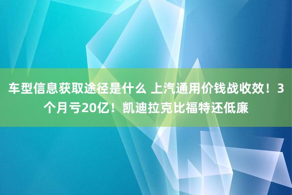 车型信息获取途径是什么 上汽通用价钱战收效！3个月亏20亿！凯迪拉克比福特还低廉