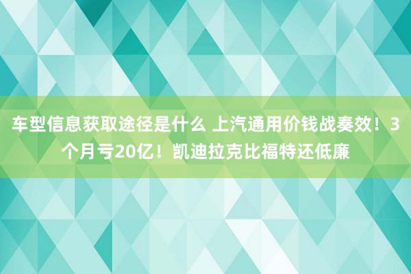 车型信息获取途径是什么 上汽通用价钱战奏效！3个月亏20亿！凯迪拉克比福特还低廉