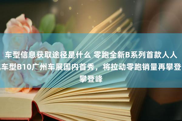 车型信息获取途径是什么 零跑全新B系列首款人人化车型B10广州车展国内首秀，将拉动零跑销量再攀登峰