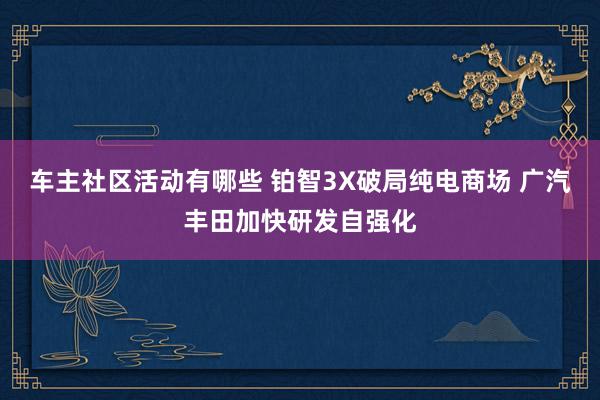 车主社区活动有哪些 铂智3X破局纯电商场 广汽丰田加快研发自强化