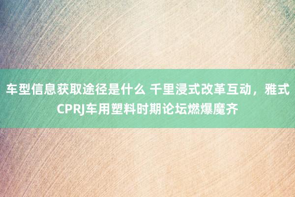 车型信息获取途径是什么 千里浸式改革互动，雅式CPRJ车用塑料时期论坛燃爆魔齐