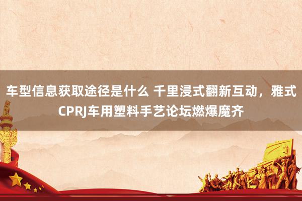 车型信息获取途径是什么 千里浸式翻新互动，雅式CPRJ车用塑料手艺论坛燃爆魔齐