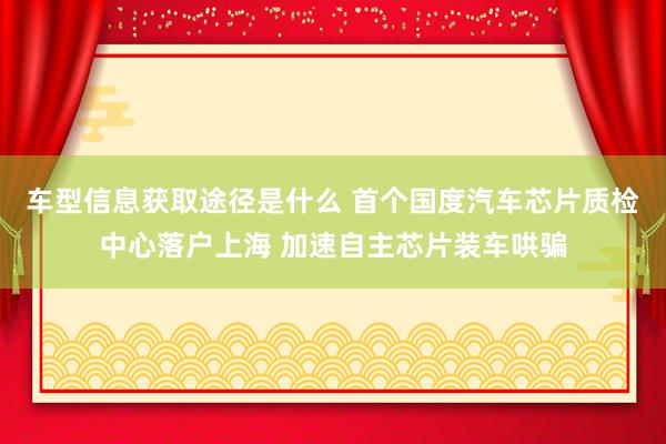 车型信息获取途径是什么 首个国度汽车芯片质检中心落户上海 加速自主芯片装车哄骗