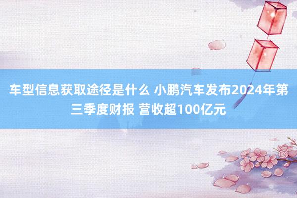 车型信息获取途径是什么 小鹏汽车发布2024年第三季度财报 营收超100亿元