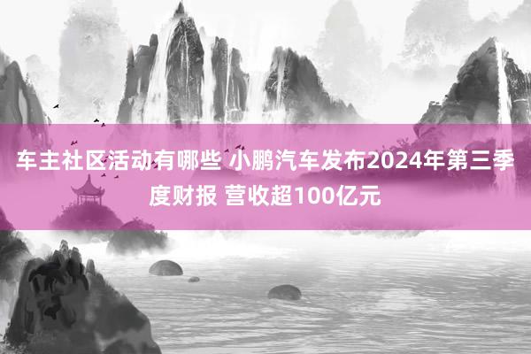 车主社区活动有哪些 小鹏汽车发布2024年第三季度财报 营收超100亿元