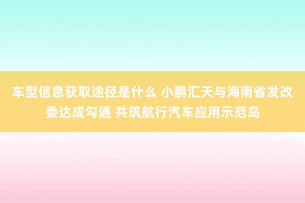 车型信息获取途径是什么 小鹏汇天与海南省发改委达成勾通 共筑航行汽车应用示范岛