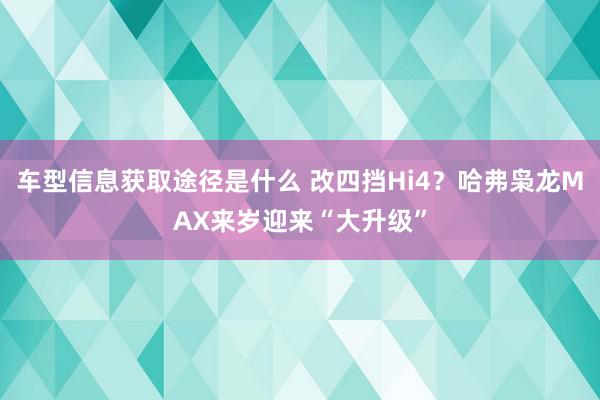 车型信息获取途径是什么 改四挡Hi4？哈弗枭龙MAX来岁迎来“大升级”