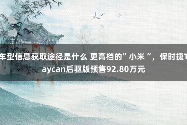 车型信息获取途径是什么 更高档的”小米“，保时捷Taycan后驱版预售92.80万元